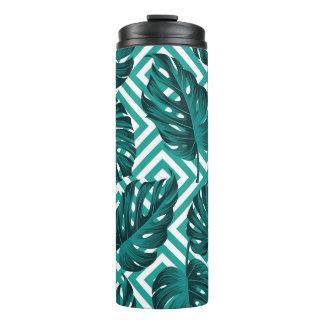 Tropical Leaves: Floral Seamless Pattern. Thermal Tumbler