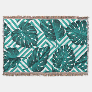Tropical Leaves: Floral Seamless Pattern. Throw Blanket