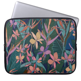Tropical leaves, flowers: lined vintage. laptop sleeve