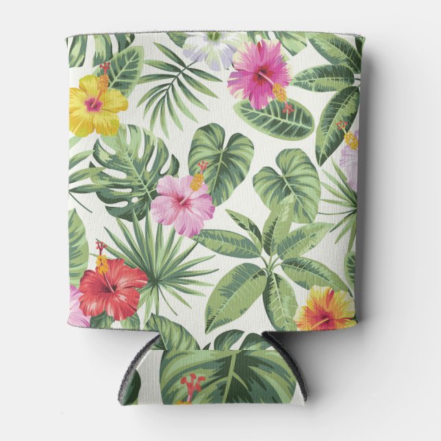 Tropical leaves, flowers, seamless vintage pattern can cooler (Front)