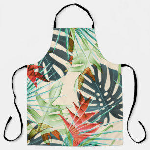 Tropical Leaves & Flowers: Vibrant Pattern Apron