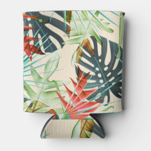 Tropical Leaves & Flowers: Vibrant Pattern Can Cooler