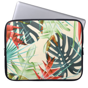Tropical Leaves & Flowers: Vibrant Pattern Laptop Sleeve