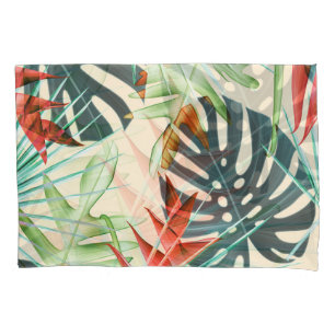 Tropical Leaves & Flowers: Vibrant Pattern Pillowcase
