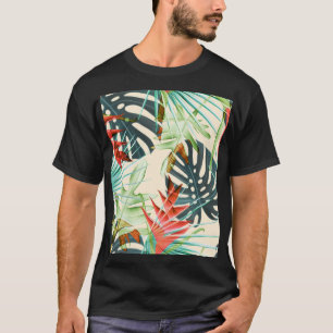 Tropical Leaves & Flowers: Vibrant Pattern T-Shirt