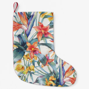 Tropical Leaves Flowers Vintage Botanical Small Christmas Stocking
