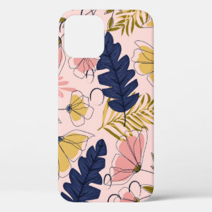 Tropical Leaves Flowers Vintage Print iPhone 12 Case