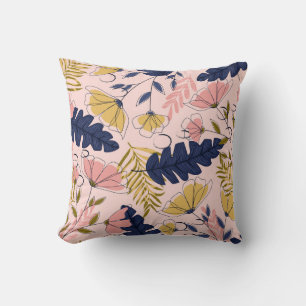 Tropical Leaves Flowers Vintage Print Cushion