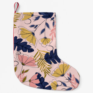 Tropical Leaves Flowers Vintage Print Small Christmas Stocking