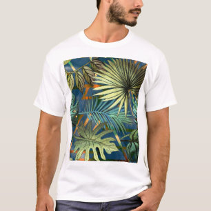 Tropical leaves, geometric shapes pattern T-Shirt