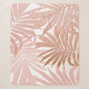 Tropical leaves: glossy gradient pattern. sherpa blanket
