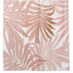 Tropical leaves: glossy gradient pattern. shower curtain