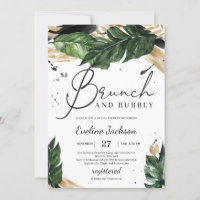 Tropical leaves gold splashes brunch and bubby