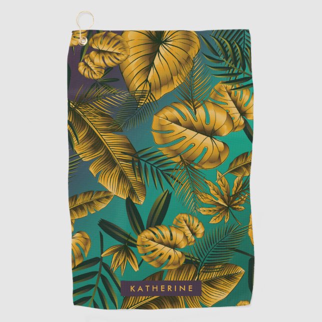 Tropical Leaves Golf Towel (Front)