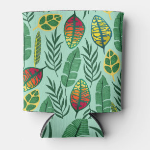 Tropical Leaves: Gouache Art Seamless. Can Cooler