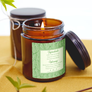Tropical Leaves Green Candle Ingredients Label