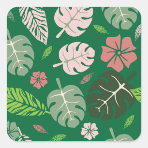 Tropical leaves green paradise #homedecor #apparel square sticker