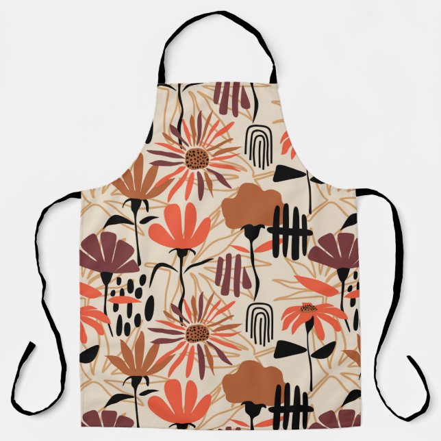 Tropical leaves hand drawn seamless pattern. Botan Apron (Front)