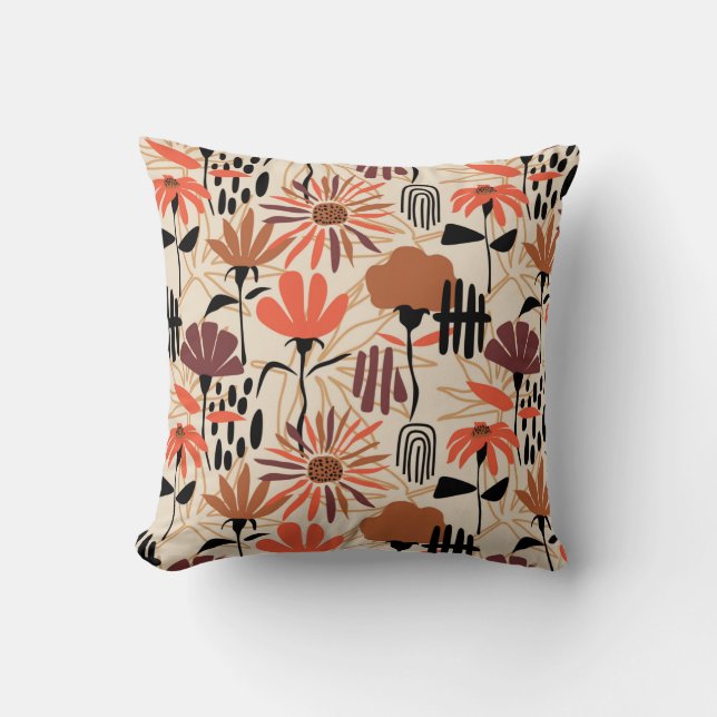 Tropical leaves hand drawn seamless pattern. Botan Cushion (Front)