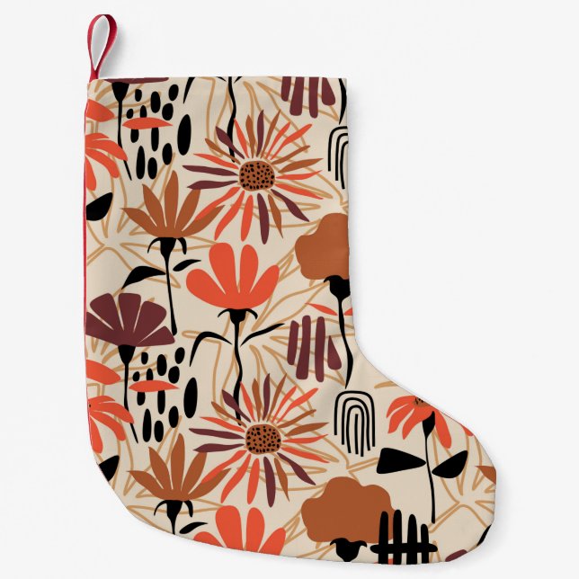Tropical leaves hand drawn seamless pattern. Botan Small Christmas Stocking (Front)