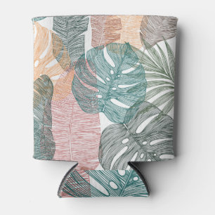 Tropical leaves: hand-drawn vintage pattern. can cooler