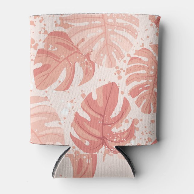 Tropical leaves: hand-drawn vintage pattern. can cooler (Front)