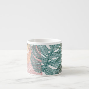 Tropical leaves: hand-drawn vintage pattern. espresso cup