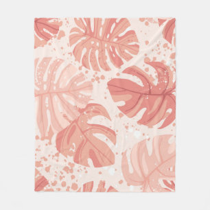 Tropical leaves: hand-drawn vintage pattern. fleece blanket