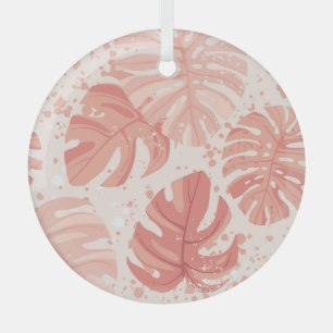 Tropical leaves: hand-drawn vintage pattern. glass tree decoration