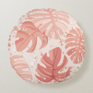 Tropical leaves: hand-drawn vintage pattern. round cushion