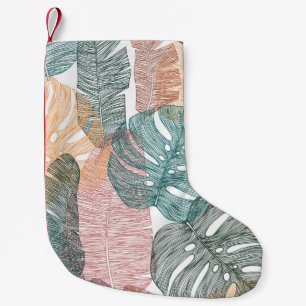Tropical leaves: hand-drawn vintage pattern. small christmas stocking