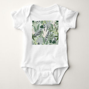 Tropical Leaves: Hand-Drawn Vintage Print. Baby Bodysuit