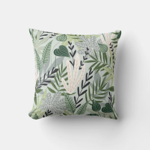Tropical Leaves: Hand-Drawn Vintage Print. Cushion