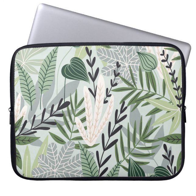 Tropical Leaves: Hand-Drawn Vintage Print. Laptop Sleeve (Front)