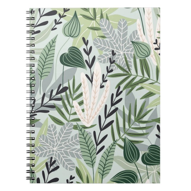 Tropical Leaves: Hand-Drawn Vintage Print. Notebook (Front)