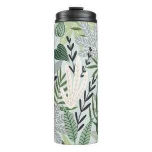 Tropical Leaves: Hand-Drawn Vintage Print. Thermal Tumbler