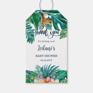 Tropical Leaves Hawaiian Floral Baby Shower Favour Gift Tags