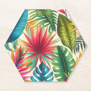 Tropical Leaves Hawaiian Pattern Paper Coaster