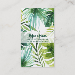 Tropical Leaves Hawaiian Plants Refer a Friend Referral Card
