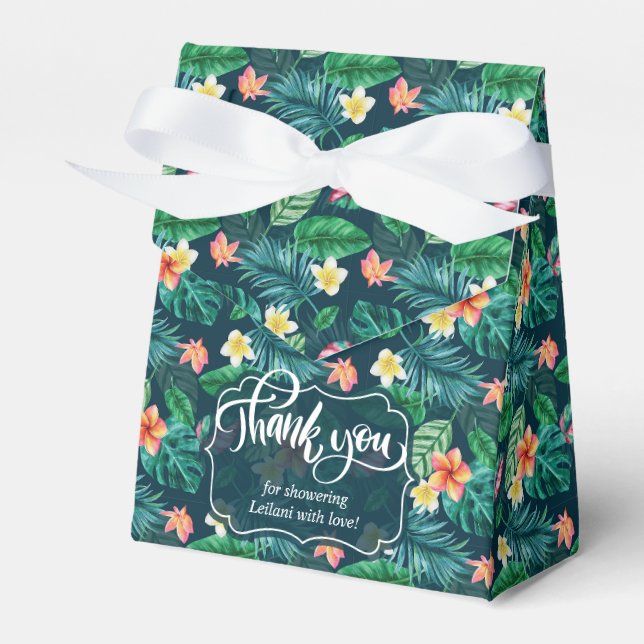 Tropical Leaves Hawaiian Shower Party Favour Box (Front Side)