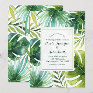 Tropical Leaves Hawaiian Summer Wedding Invitation