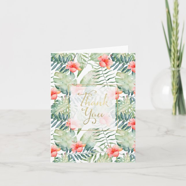 Tropical Leaves Hibiscus Floral Thank you (Front)