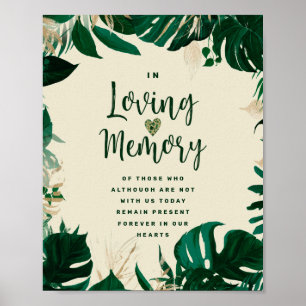 Tropical Leaves In Loving Memory Memorial Sign