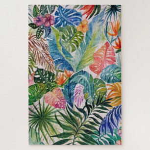 Tropical Leaves Jigsaw Puzzle Watercolor