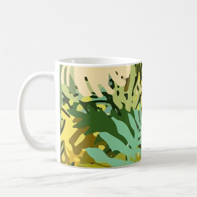 Tropical Leaves Jungle Coffee Mug (Left)
