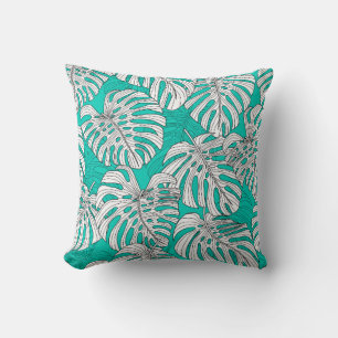 Tropical leaves, jungle leaves seamless vintage fl cushion