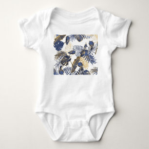 Tropical leaves, jungle seamless background. baby bodysuit