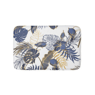 Tropical leaves, jungle seamless background. bath mat