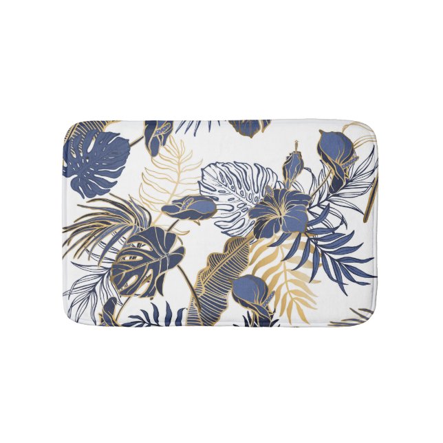 Tropical leaves, jungle seamless background. bath mat (Front)