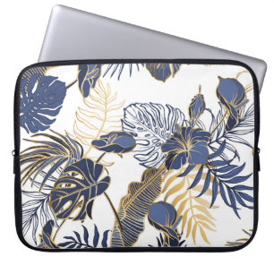 Tropical leaves, jungle seamless background. laptop sleeve